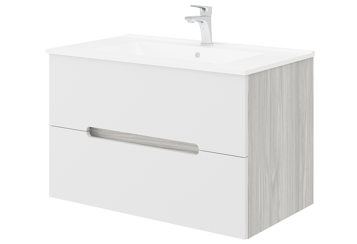 Απεικονίζεται ο πάγκος και ο νιπτήρας του επίπλου μπάνιου